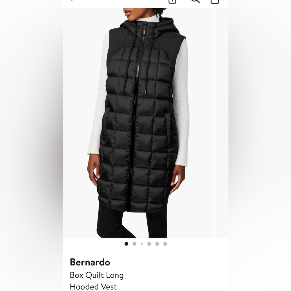 Bernardo Black Quilted Puffer Vest Long Insulated
